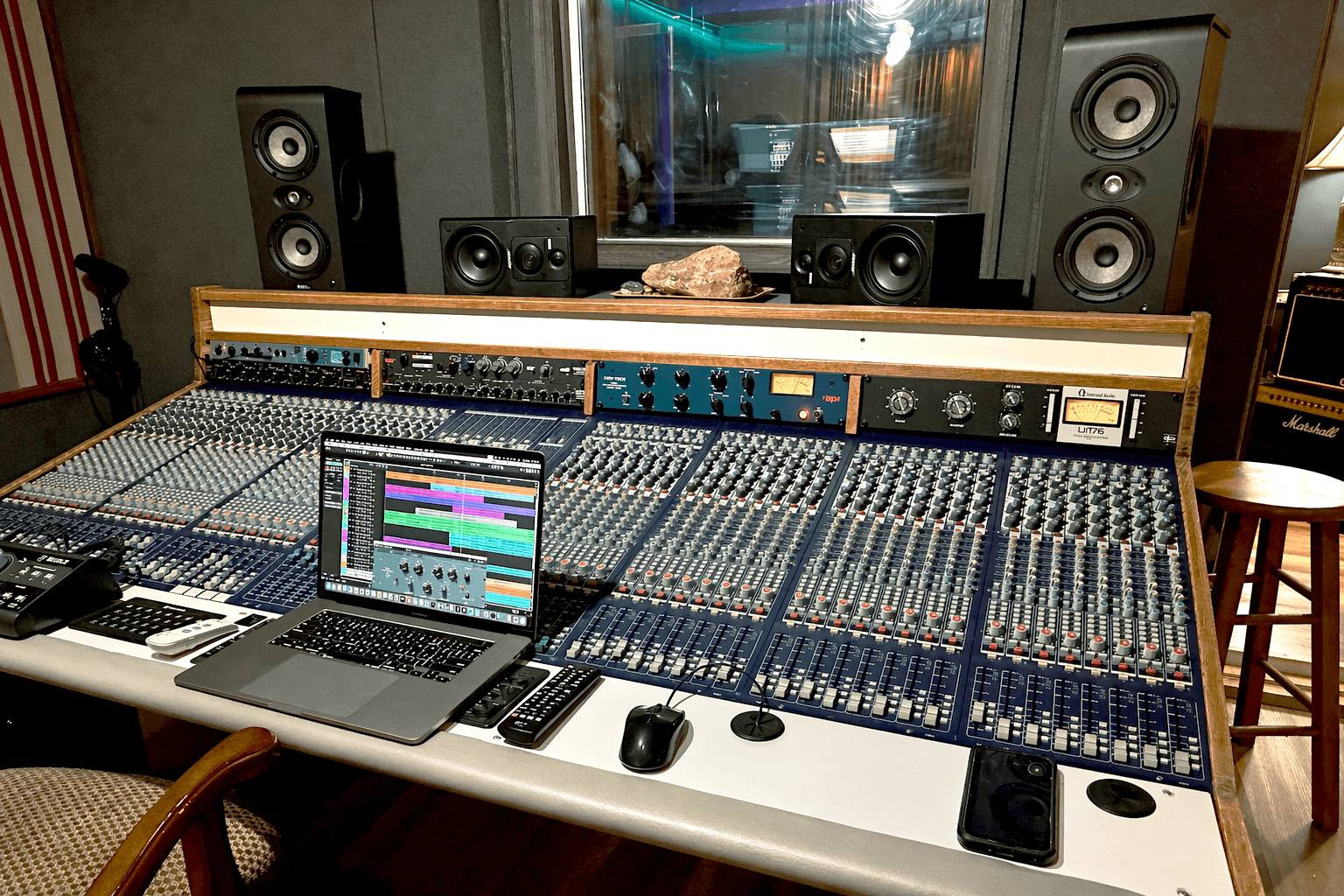 Midas Verona analog console, analog outboard gear, and monitoring system